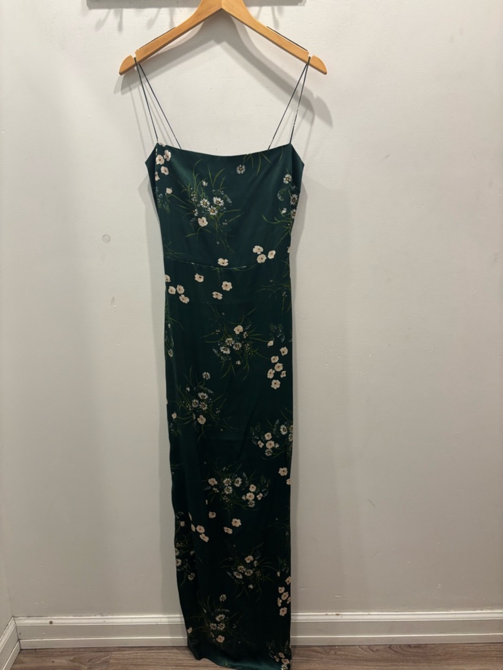 Reformation Dark Green Floral Slip Maxi Dress